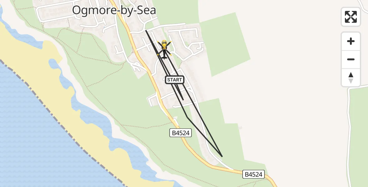 Flight route Police Helicopter Bridgend - Bridgend, 28 May 2026, 11:05