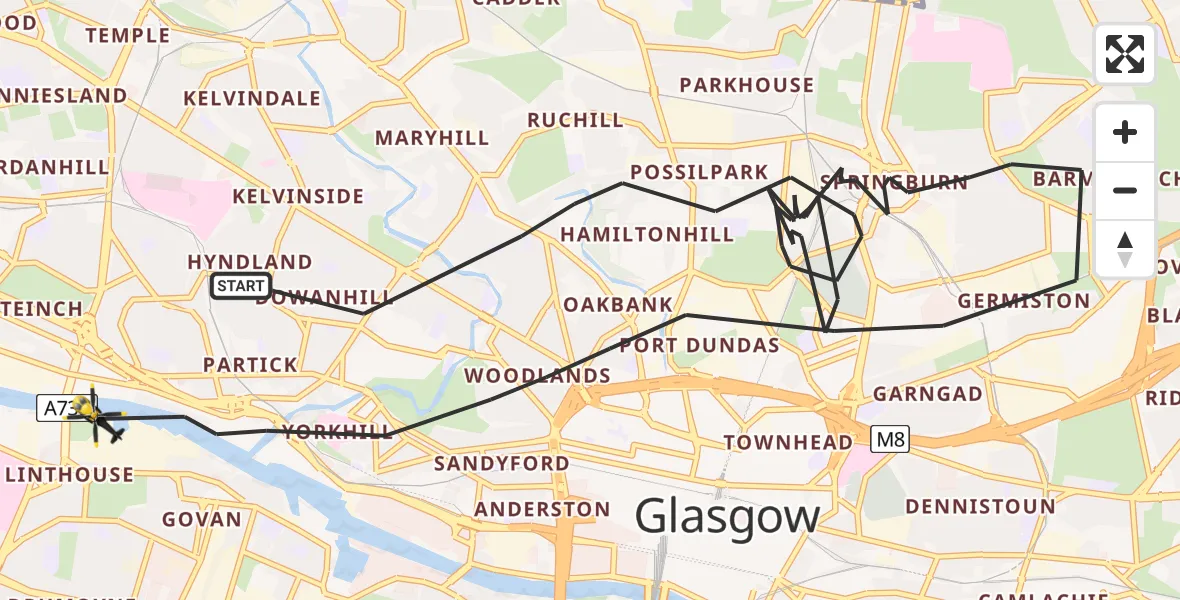 Flight route Police Helicopter Glasgow - Glasgow, 28 May 2026, 12:33