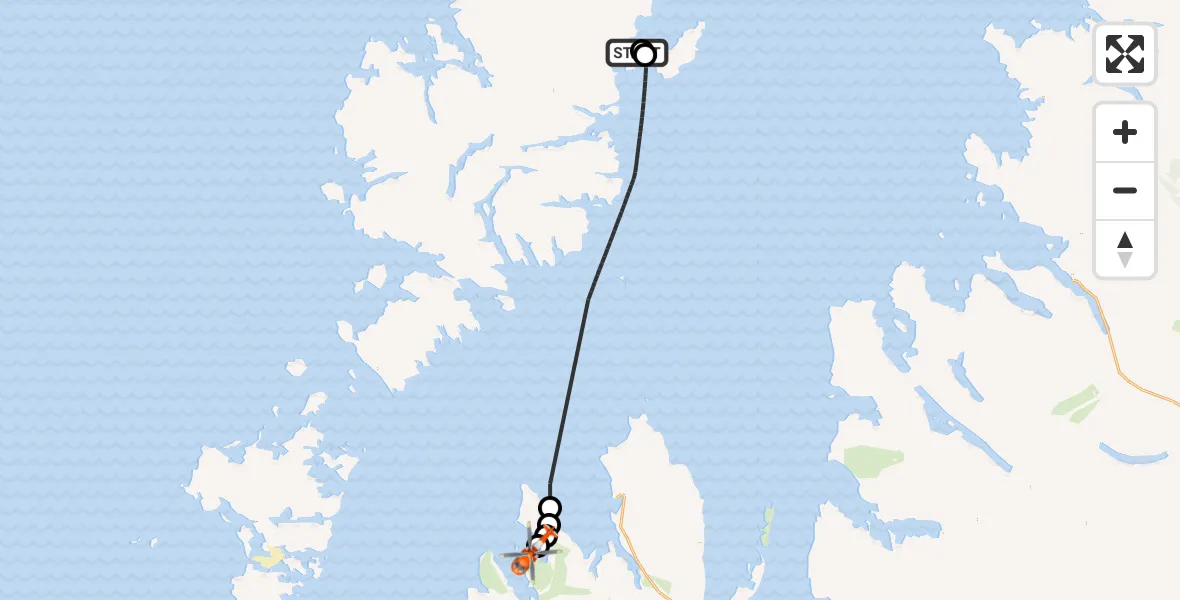 Flight route Coastguard Helicopter Stornoway Airport - Inner Seas, 28 May 2026, 13:35