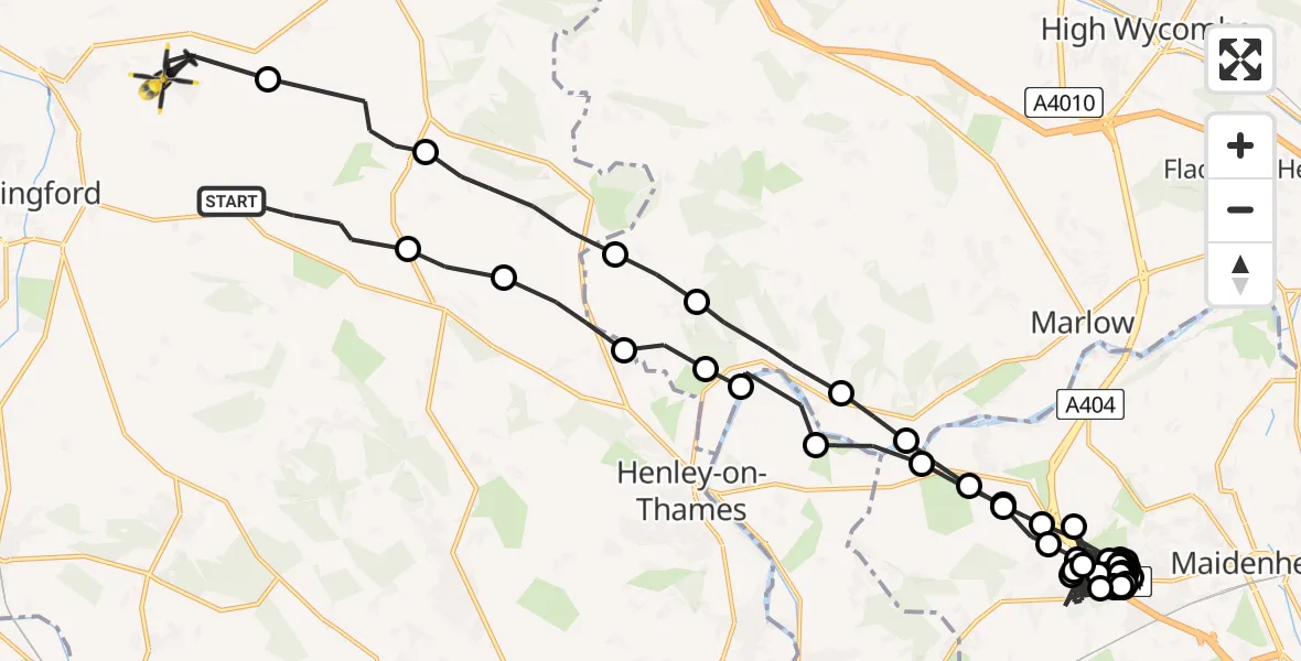 Flight route Police Helicopter Nuffield - Ewelme, 28 May 2026, 14:14