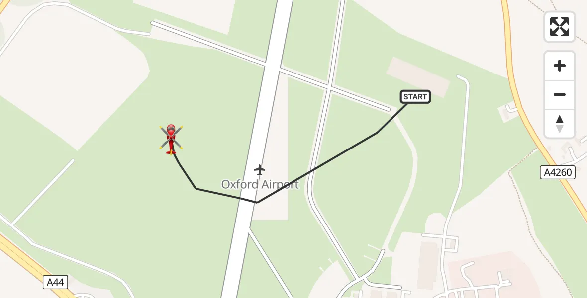 Flight route Air Ambulance Helicopter London Oxford Airport - London Oxford Airport, 28 May 2026, 14:46