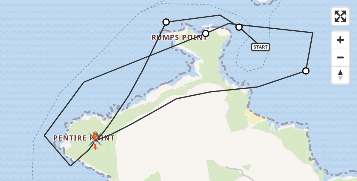 Flight route Coastguard Helicopter New Polzeath - New Polzeath, 28 May 2026, 14:50