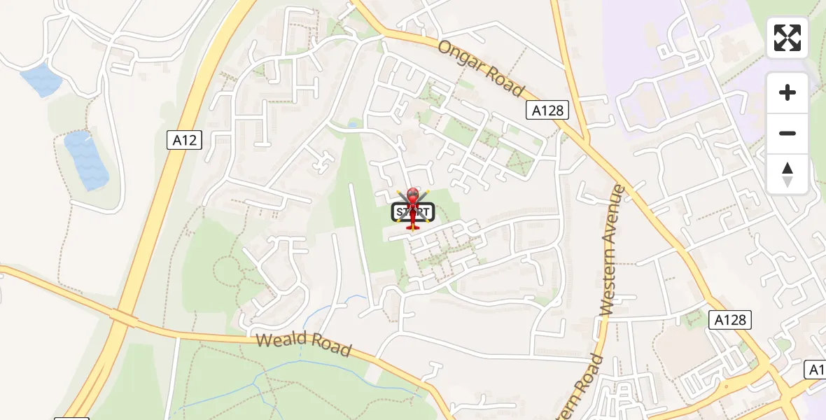 Flight route Air Ambulance Helicopter Brentwood - Brentwood, 28 May 2026, 14:54