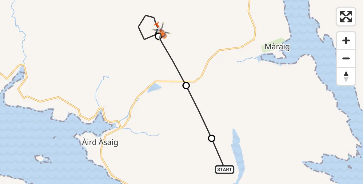 Flight route Coastguard Helicopter Urgha - Coire Loch nan Eang, 28 May 2026, 14:55