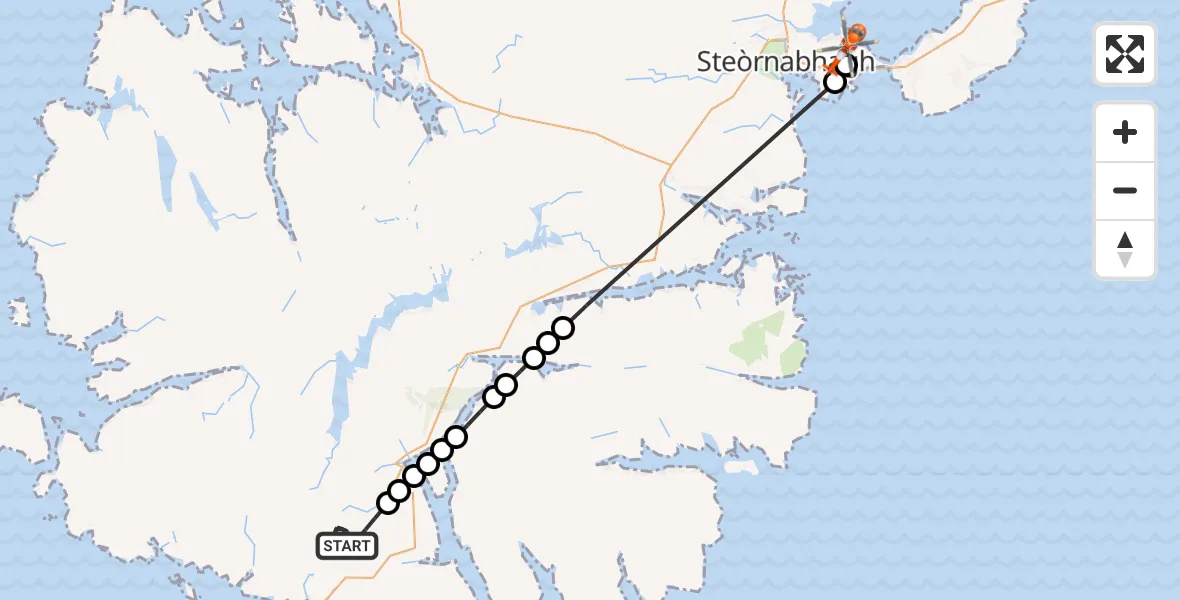 Flight route Coastguard Helicopter Coire Loch nan Eang - Stornoway Airport, 28 May 2026, 15:00