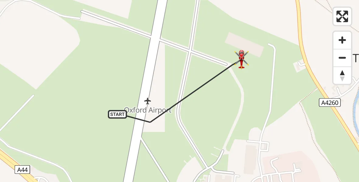 Flight route Air Ambulance Helicopter London Oxford Airport - London Oxford Airport, 28 May 2026, 15:07