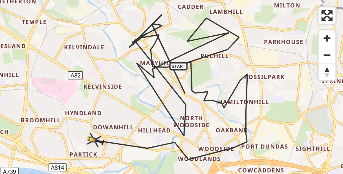 Flight route Police Helicopter Glasgow - Glasgow, 28 May 2026, 16:32