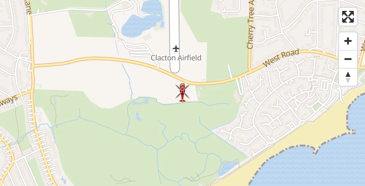 Flight route Air Ambulance Helicopter Clacton Airfield - Clacton Airfield, 28 May 2026, 17:40