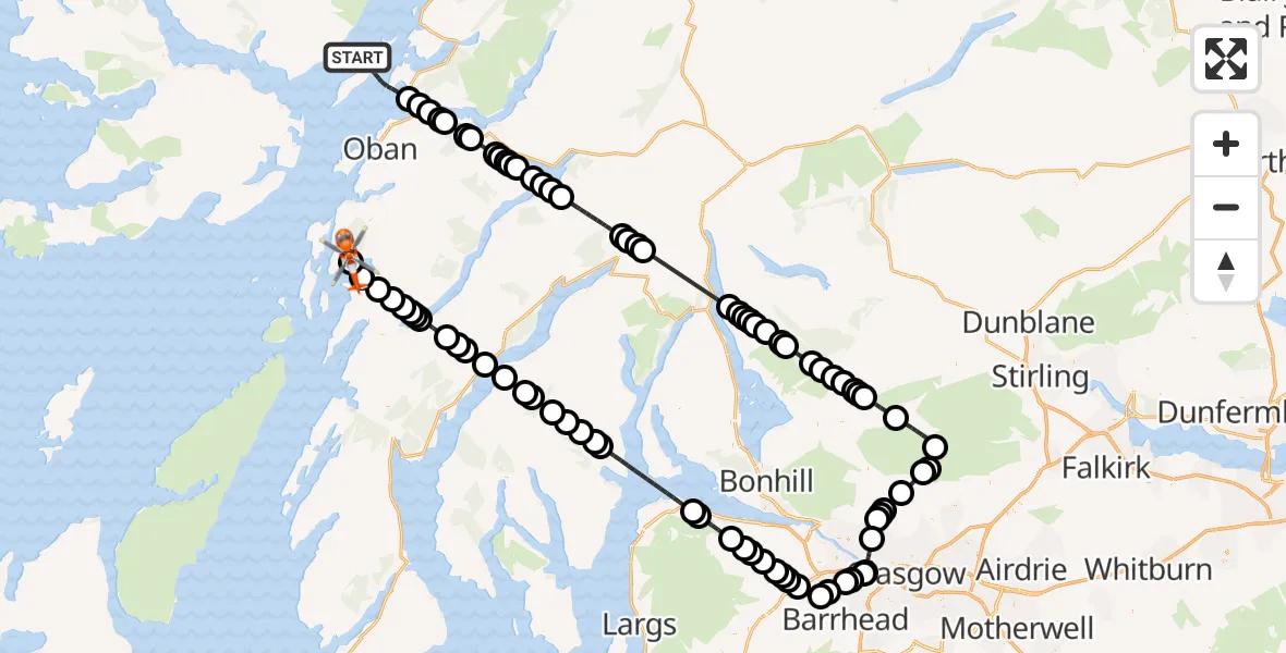 Flight route Coastguard Helicopter Inner Seas - Inner Seas, 28 May 2026, 19:21