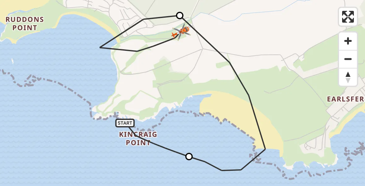 Flight route Coastguard Helicopter Colinsburgh - Fife, 28 May 2026, 19:25