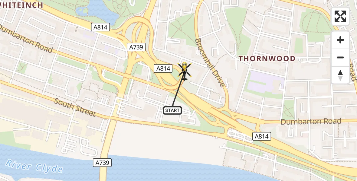 Flight route Police Helicopter Glasgow - Glasgow, 28 May 2026, 20:44