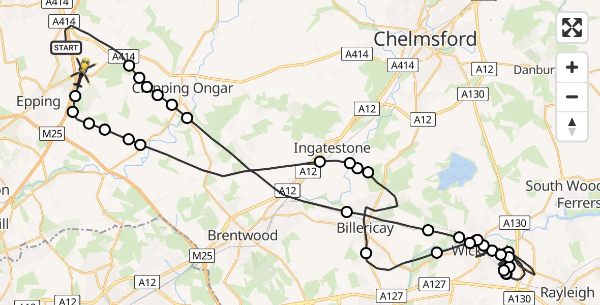 Flight route Police Helicopter North Weald Bassett - North Weald Airfield, 29 May 2026, 04:11