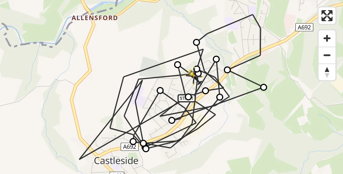 Flight route Police Helicopter Consett - Castleside, 29 May 2026, 09:21