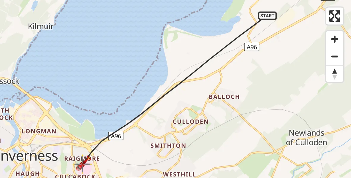 Flight route Air Ambulance Helicopter Inverness - Inverness, 29 May 2026, 11:18