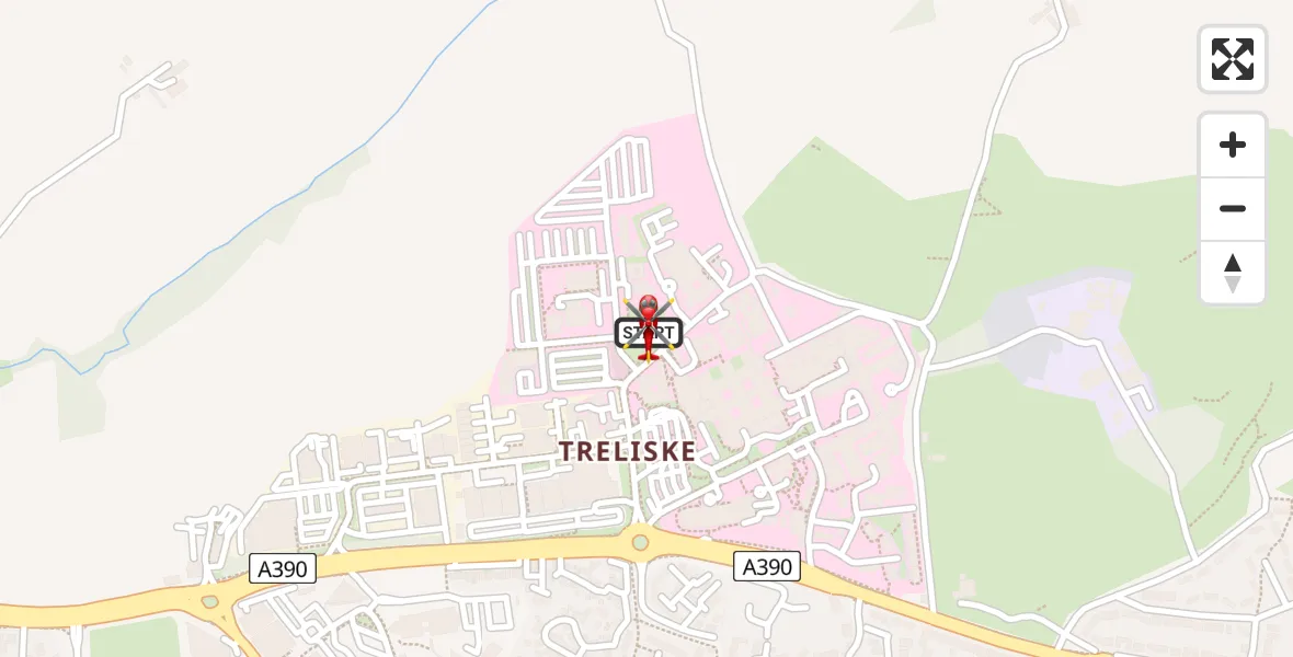 Flight route Air Ambulance Helicopter Treliske Hospital - Treliske Hospital, 29 May 2026, 12:50