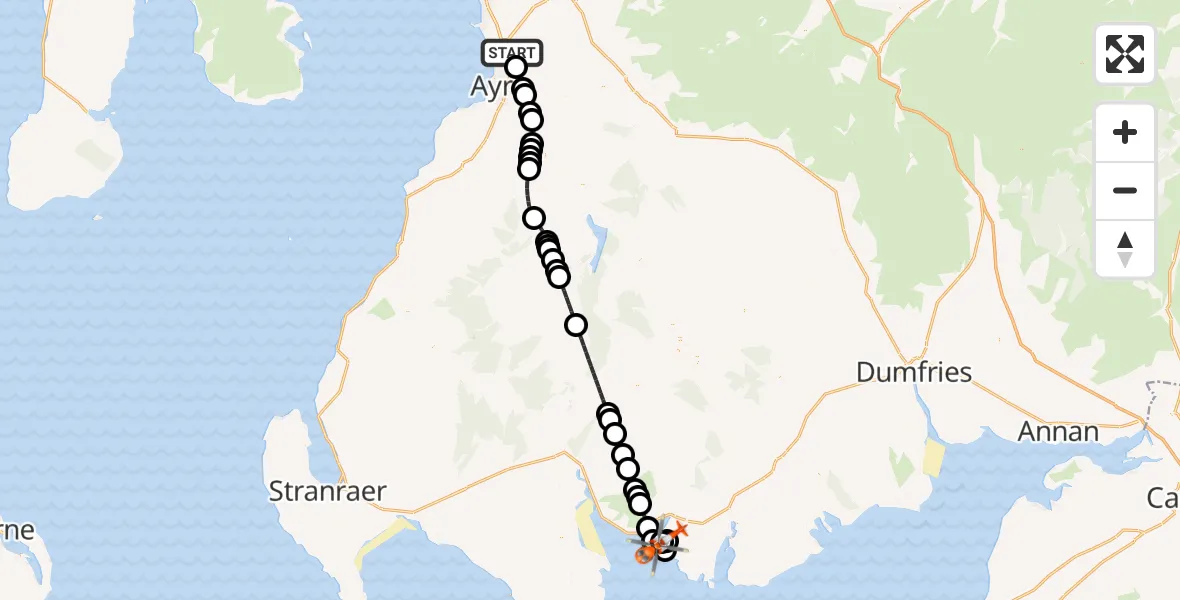 Flight route Coastguard Helicopter Glasgow Prestwick Airport - Carrick, 29 May 2026, 12:51