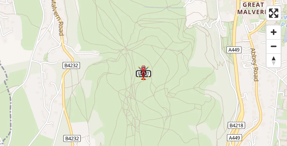 Flight route Air Ambulance Helicopter Malvern - Malvern, 29 May 2026, 13:37
