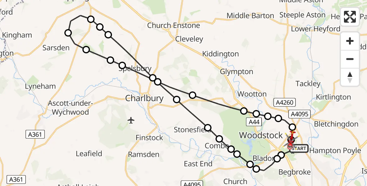 Flight route Air Ambulance Helicopter London Oxford Airport - London Oxford Airport, 29 May 2026, 14:27