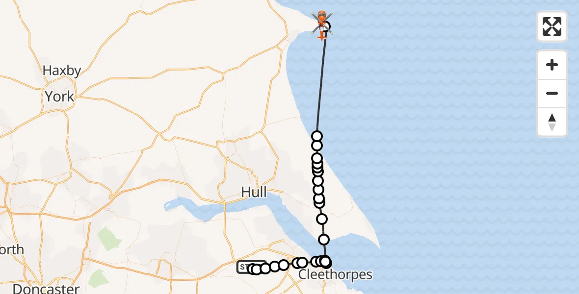 Flight route Coastguard Helicopter Humberside Airport - Flamborough, 29 May 2026, 15:32