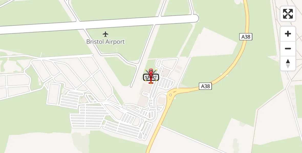 Flight route Air Ambulance Helicopter Bristol Airport - Bristol Airport, 29 May 2026, 15:39
