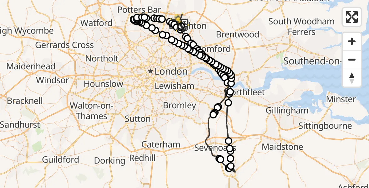 Flight route Police Helicopter Sewardstonebury - Metropolitan Police Air Support Unit Lippitts Hill, 29 May 2026, 16:17