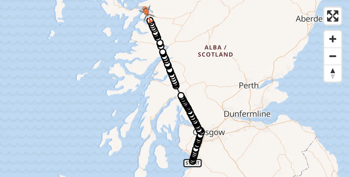 Flight route Coastguard Helicopter Glasgow Prestwick Airport - Suardalan, 29 May 2026, 17:58