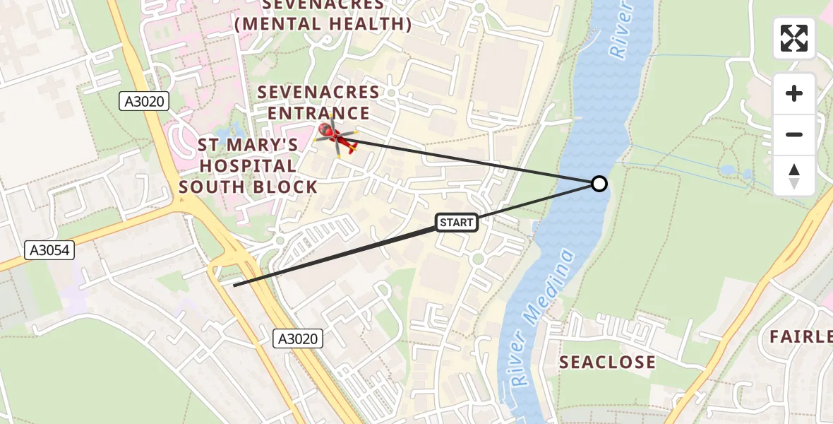 Flight route Air Ambulance Helicopter Newport - Newport, 29 May 2026, 18:05