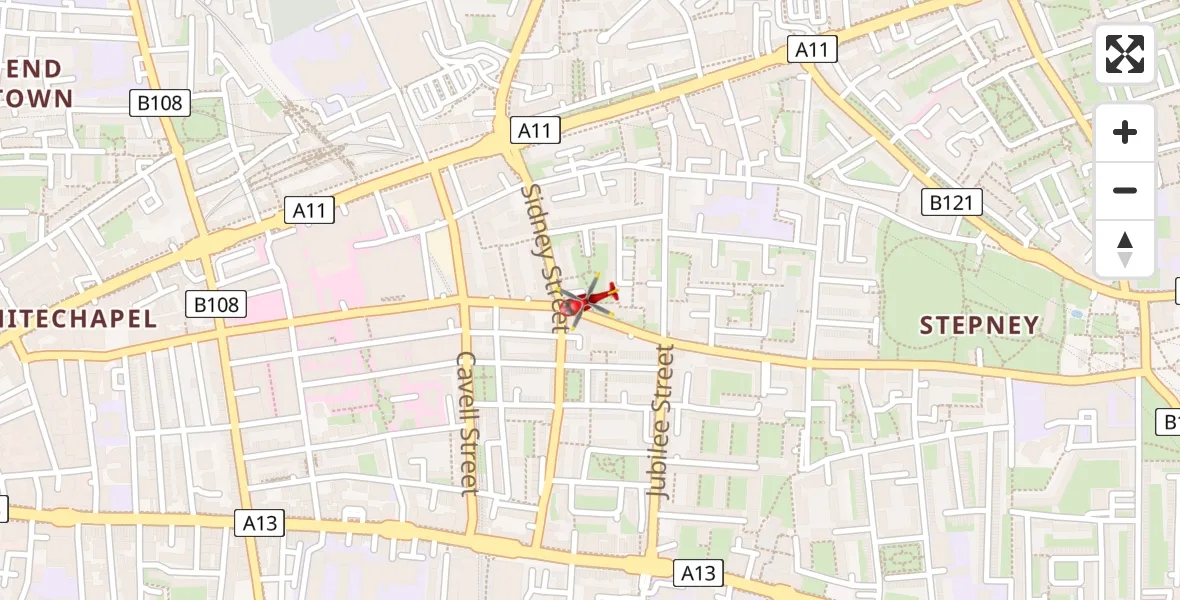 Flight route Air Ambulance Helicopter Royal London Hospital - Royal London Hospital, 29 May 2026, 19:04