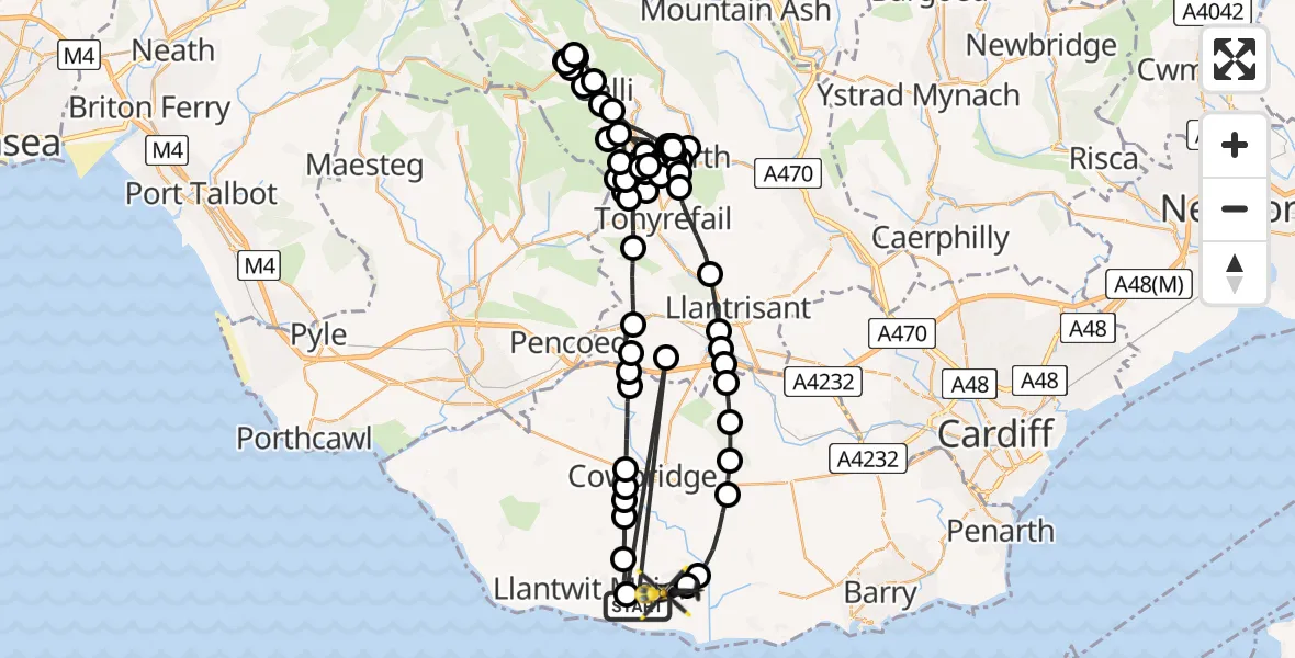Flight route Police Helicopter MOD St Athan - MOD St Athan, 29 May 2026, 23:21