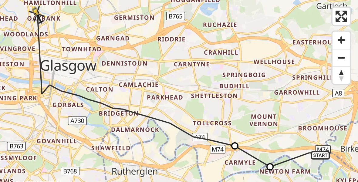 Flight route Police Helicopter Glasgow - Glasgow, 30 May 2026, 01:26