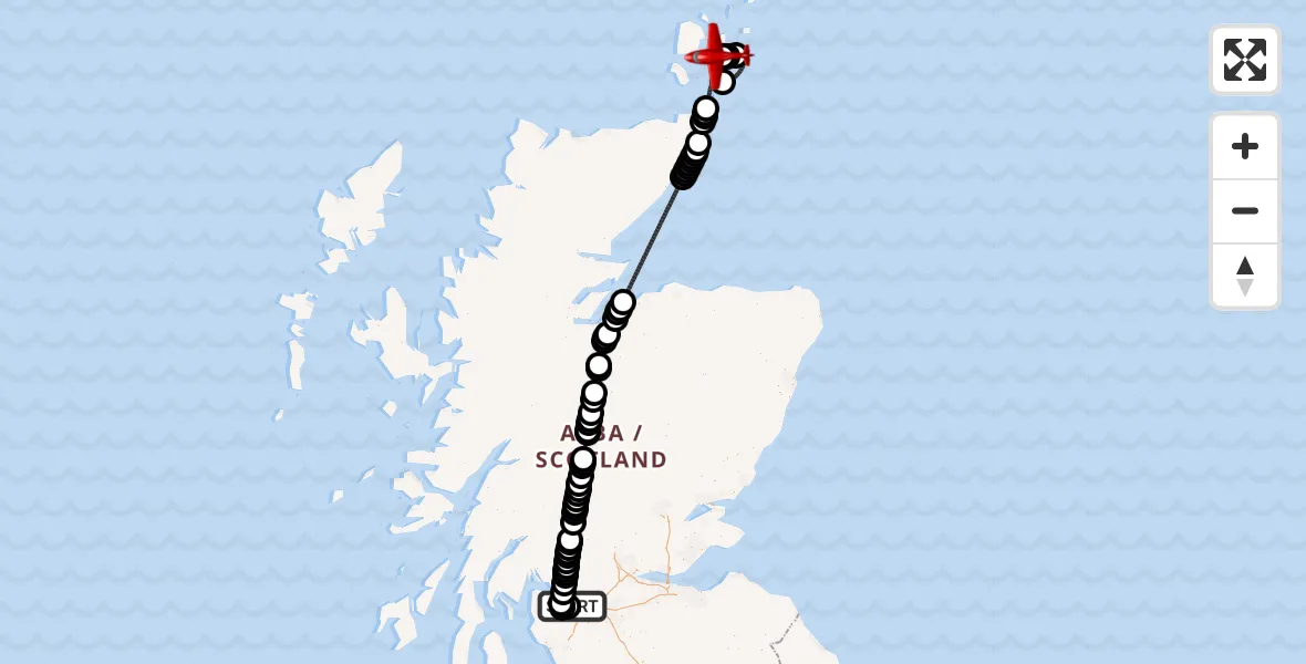 Flight route Air Ambulance Aircraft Glasgow Airport - Tankerness, 30 May 2026, 08:37