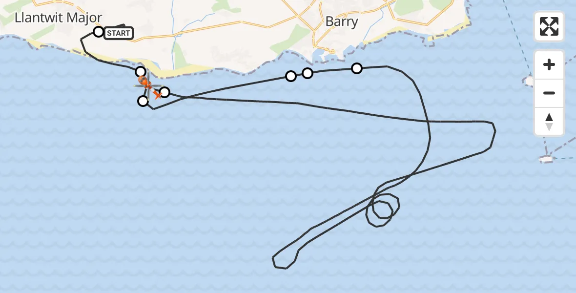 Flight route Coastguard Helicopter MOD St Athan - West Aberthaw, 30 May 2026, 08:42