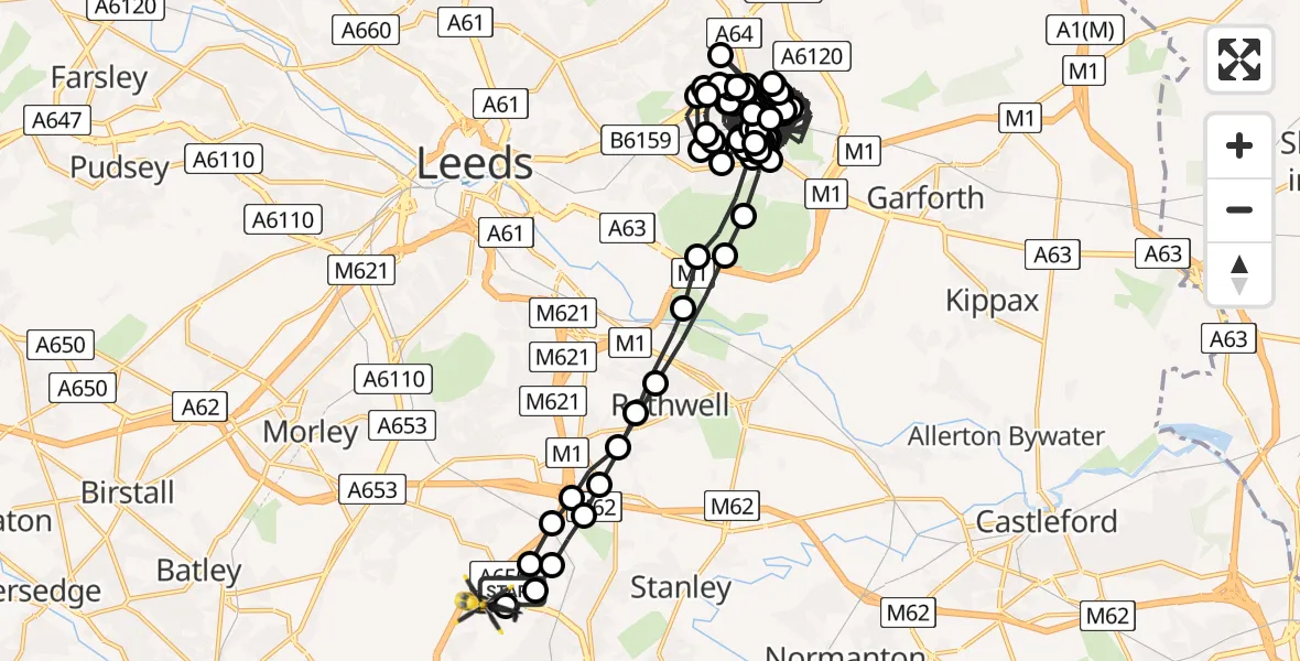 Flight route Police Helicopter Carr Gate - Brandy Carr, 30 May 2026, 09:19