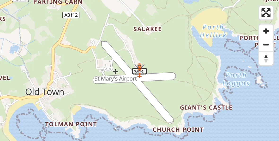 Flight route Coastguard Helicopter St. Mary's Airport - St. Mary's Airport, 30 May 2026, 09:32
