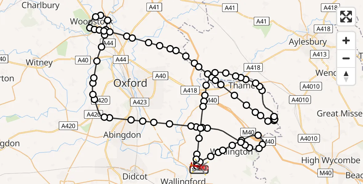 Flight route Air Ambulance Helicopter RAF Benson - RAF Benson, 30 May 2026, 10:35