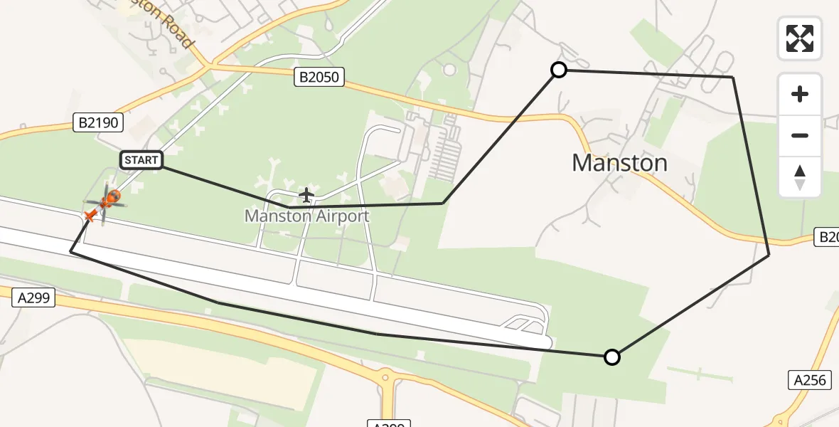 Flight route Coastguard Helicopter Manston Airport - Manston Airport, 30 May 2026, 11:23