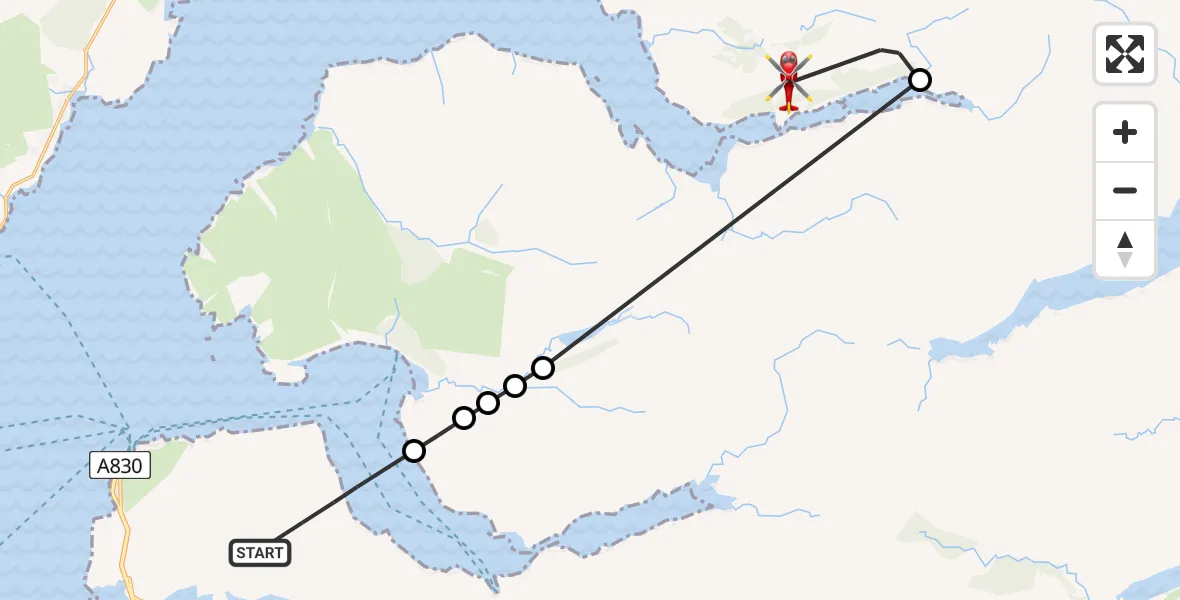 Flight route Air Ambulance Helicopter Inner Seas - Caolasmòr, 30 May 2026, 13:04