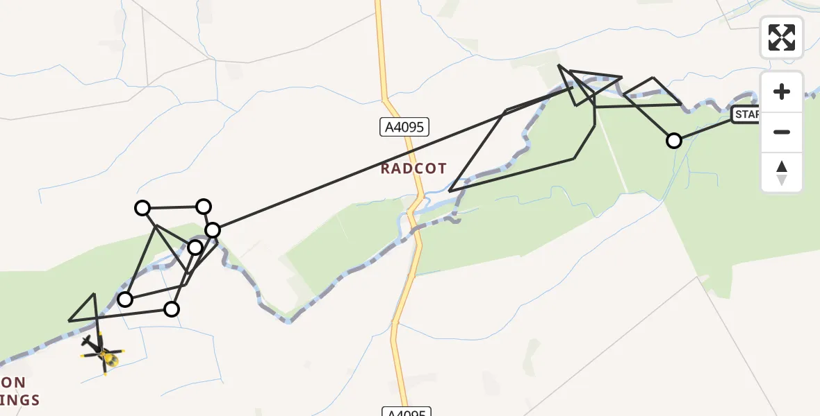 Flight route Police Helicopter Clanfield - West Oxfordshire, 30 May 2026, 13:11