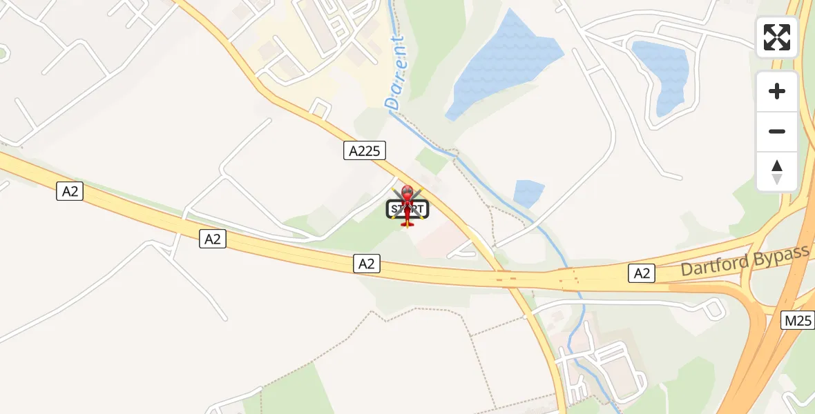 Flight route Air Ambulance Helicopter Dartford - Dartford, 30 May 2026, 13:22