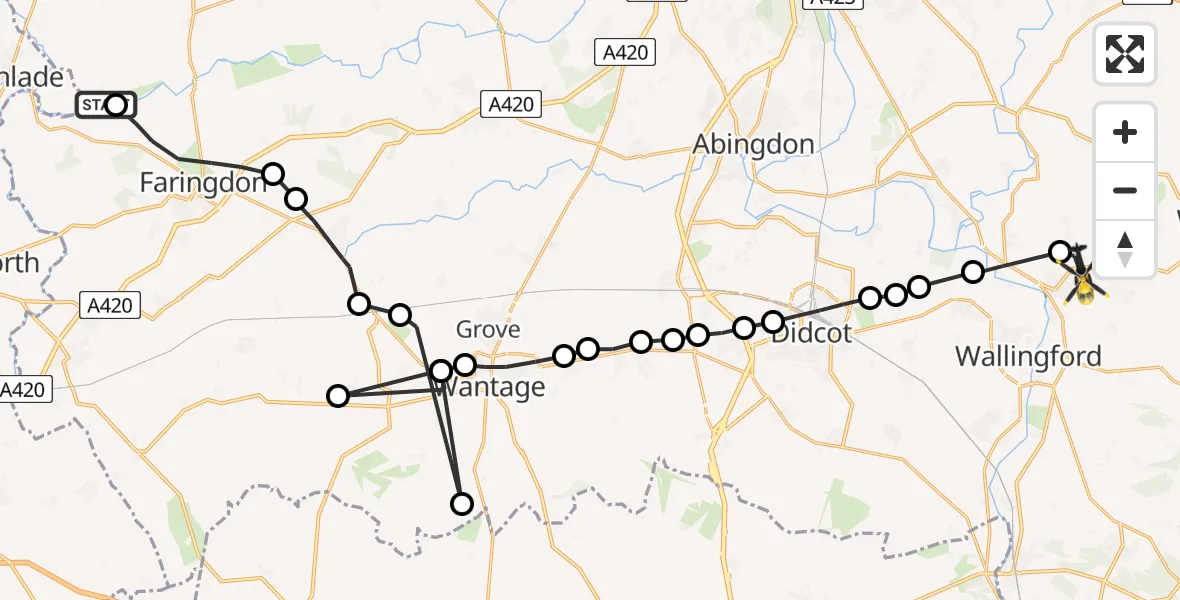 Flight route Police Helicopter Kelmscott - Benson, 30 May 2026, 13:28
