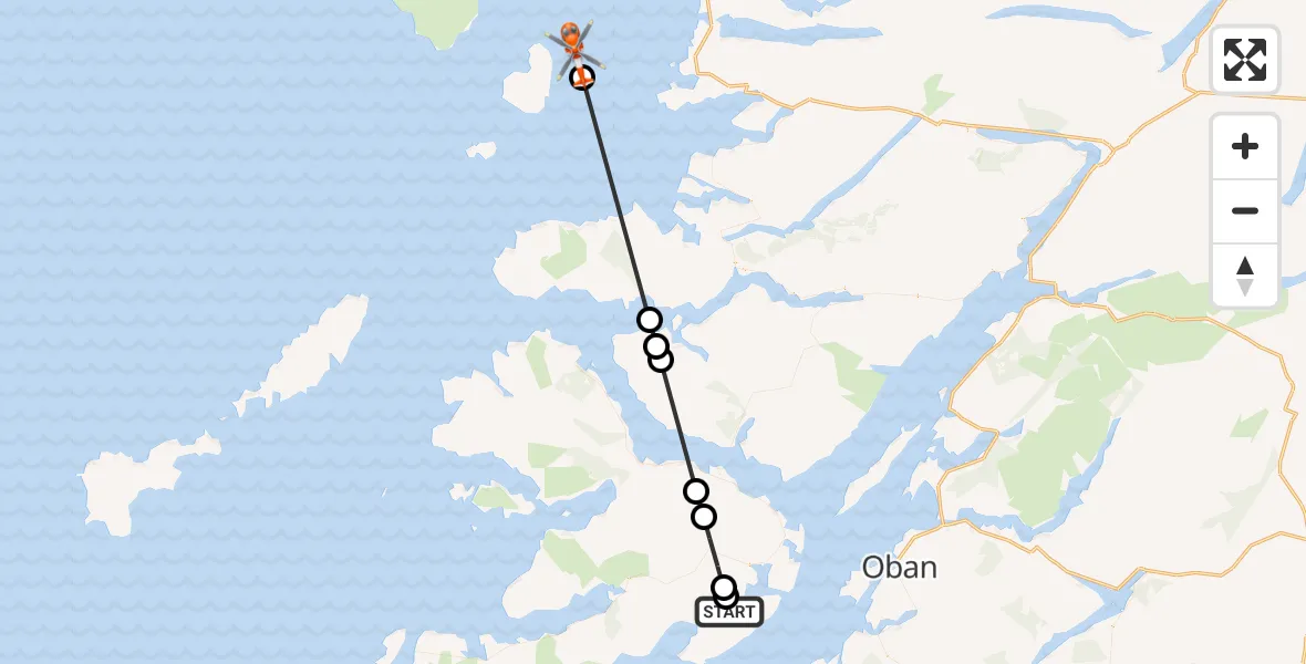 Flight route Coastguard Helicopter Argyll and Bute - Inner Seas, 30 May 2026, 13:50