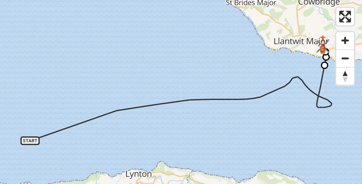 Flight route Coastguard Helicopter Bristol Channel - MOD St Athan, 30 May 2026, 14:12