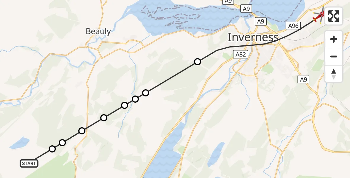 Flight route Air Ambulance Helicopter Highland - Inverness, 30 May 2026, 14:52