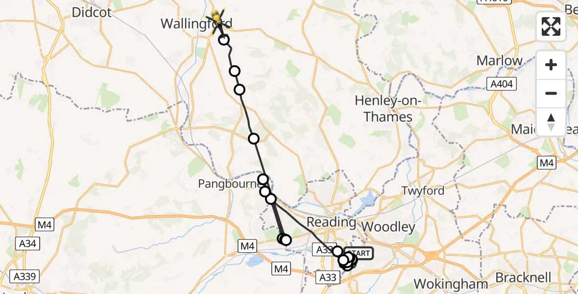 Flight route Police Helicopter Reading - Crowmarsh Gifford, 30 May 2026, 15:19
