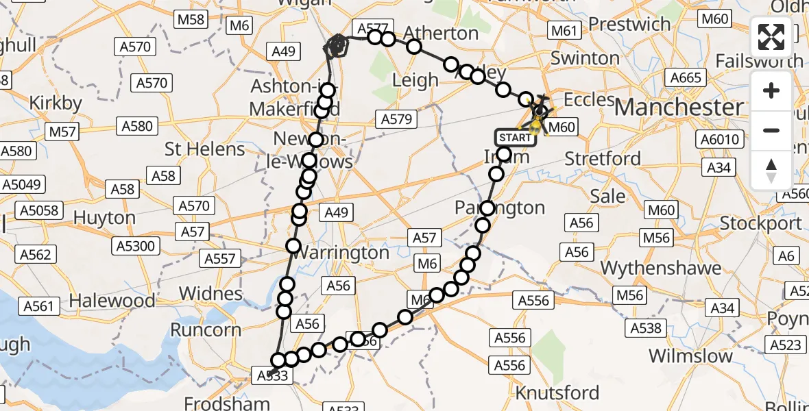 Flight route Police Helicopter Irlam - Irlam, 30 May 2026, 15:48