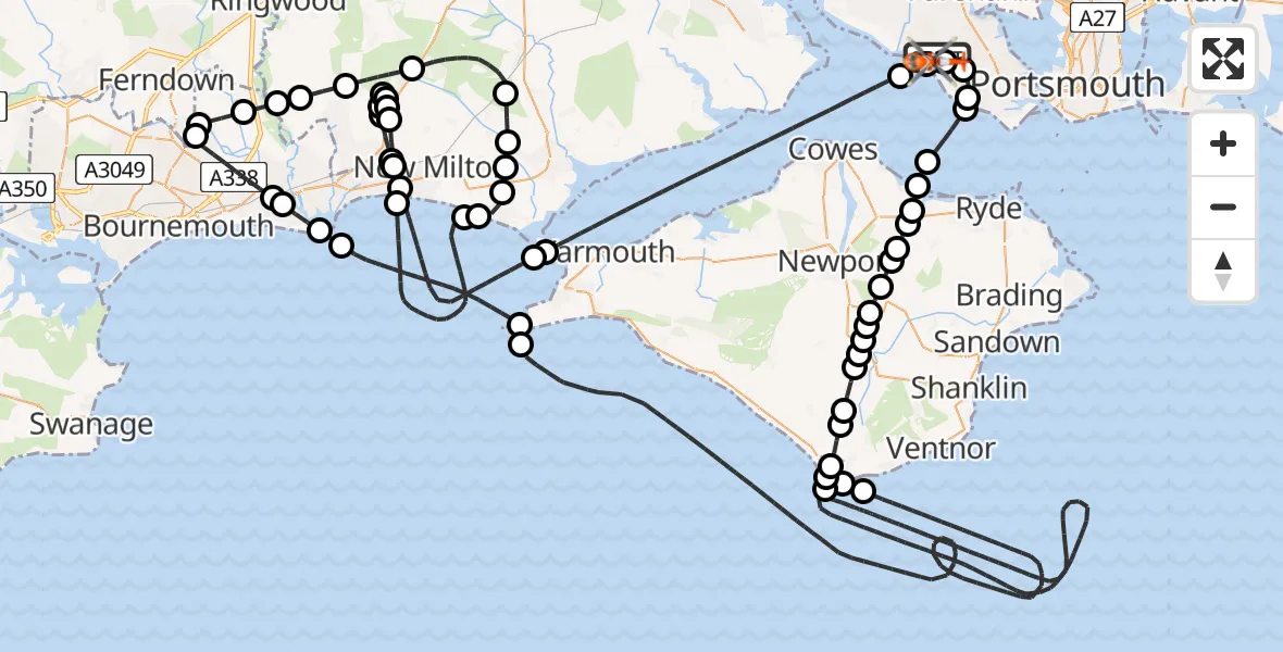 Flight route Coastguard Helicopter Solent Airport - Solent Airport, 30 May 2026, 16:01