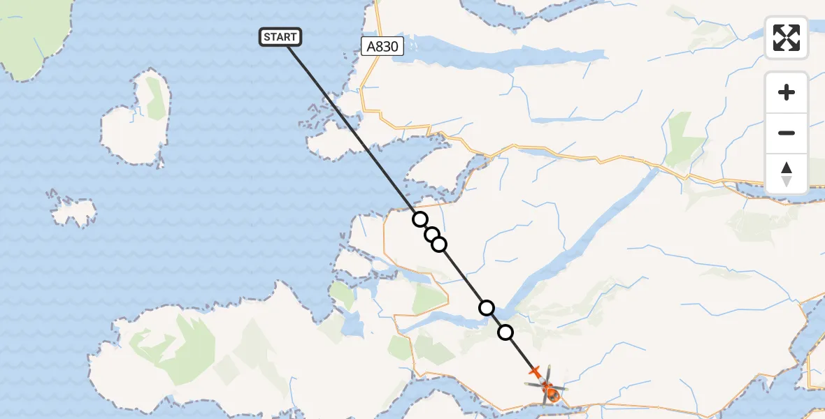 Flight route Coastguard Helicopter Inner Seas - Strontian, 30 May 2026, 16:20