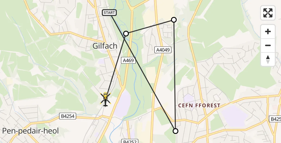 Flight route Police Helicopter Bargoed - Pengam, 30 May 2026, 17:21