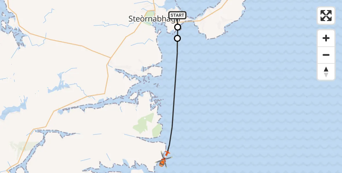 Flight route Coastguard Helicopter Stornoway Airport - Inner Seas, 30 May 2026, 18:40