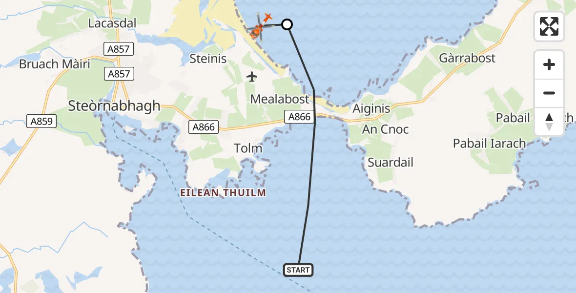 Flight route Coastguard Helicopter Inner Seas - Mealabost, 30 May 2026, 19:02